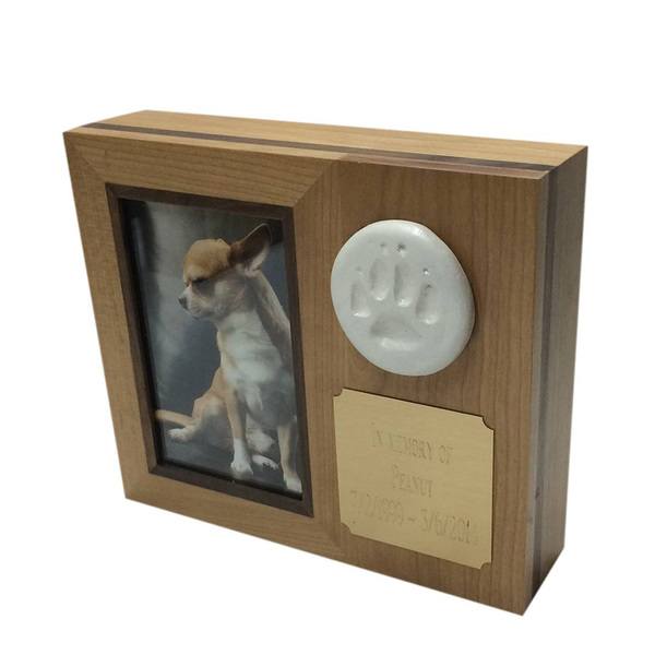 Paw Print Horizontal Photo Medium Cherry Pet Urn